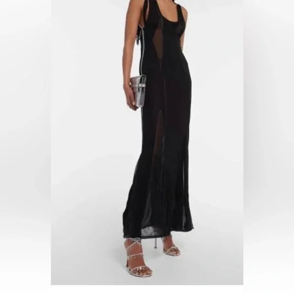 New Amina Muaddi Silver Tina Laceup 105 Stiletto Heels with Crystal Straps - Picture 6 of 10